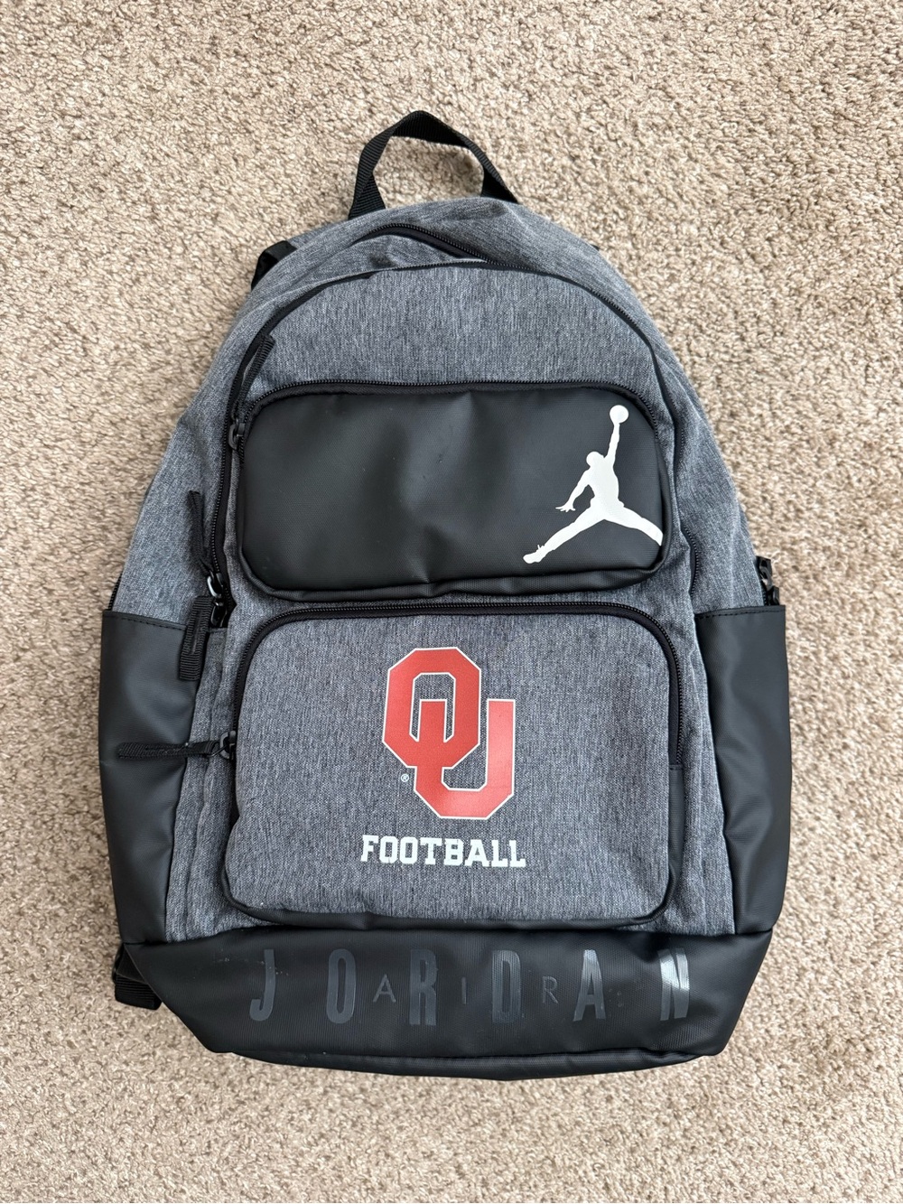 OU Football Team Issued Player Exclusive Nike Jordan Gray & Black Backpack